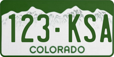 CO license plate 123KSA