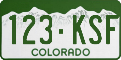 CO license plate 123KSF