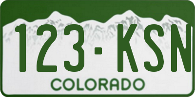 CO license plate 123KSN