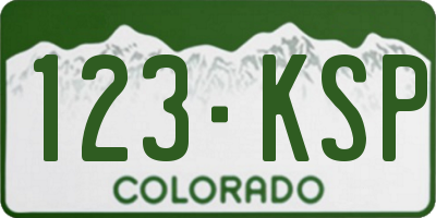 CO license plate 123KSP