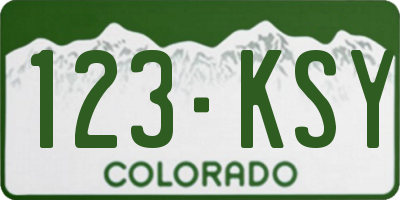 CO license plate 123KSY
