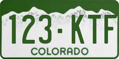 CO license plate 123KTF