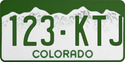 CO license plate 123KTJ