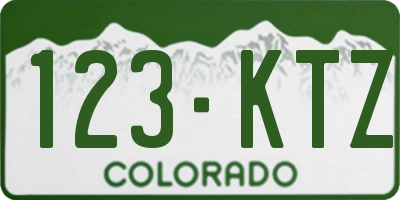 CO license plate 123KTZ