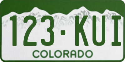 CO license plate 123KUI