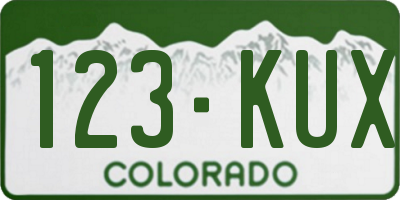 CO license plate 123KUX