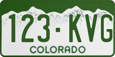 CO license plate 123KVG