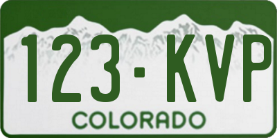 CO license plate 123KVP
