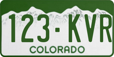 CO license plate 123KVR