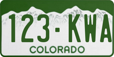 CO license plate 123KWA