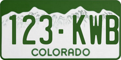 CO license plate 123KWB