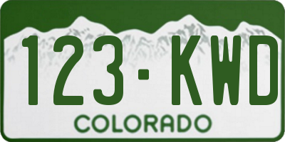 CO license plate 123KWD