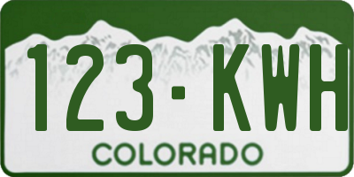 CO license plate 123KWH