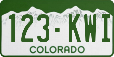 CO license plate 123KWI