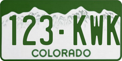 CO license plate 123KWK