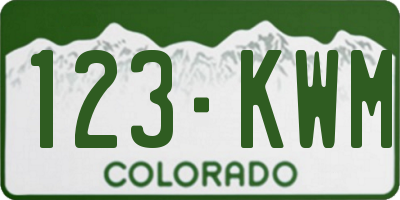 CO license plate 123KWM