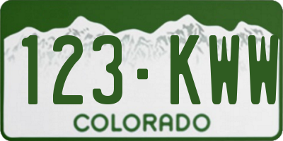 CO license plate 123KWW
