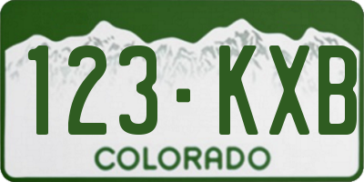 CO license plate 123KXB