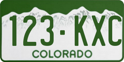 CO license plate 123KXC