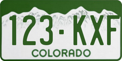 CO license plate 123KXF