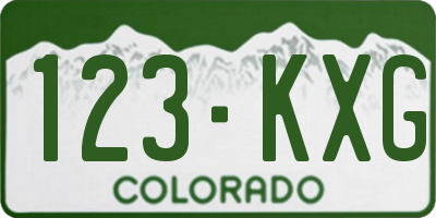 CO license plate 123KXG