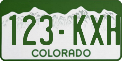 CO license plate 123KXH
