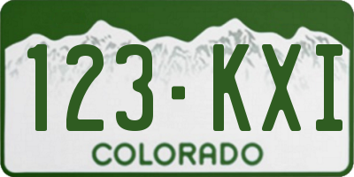 CO license plate 123KXI