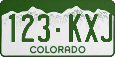 CO license plate 123KXJ