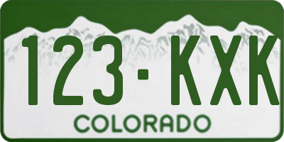 CO license plate 123KXK