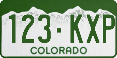 CO license plate 123KXP