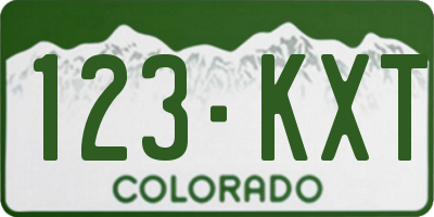 CO license plate 123KXT