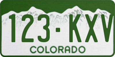 CO license plate 123KXV