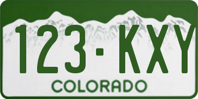 CO license plate 123KXY