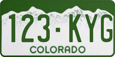 CO license plate 123KYG