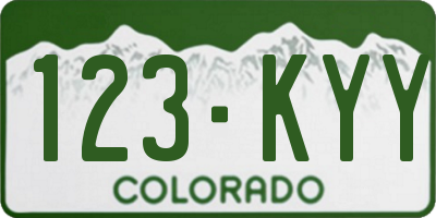 CO license plate 123KYY