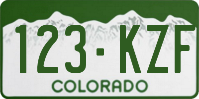 CO license plate 123KZF