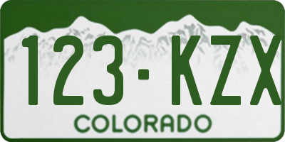 CO license plate 123KZX
