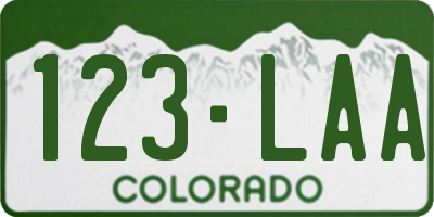 CO license plate 123LAA