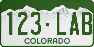 CO license plate 123LAB