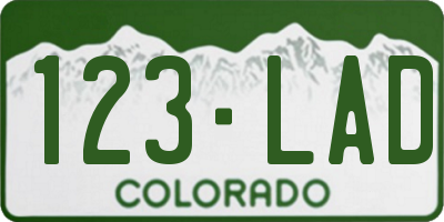 CO license plate 123LAD