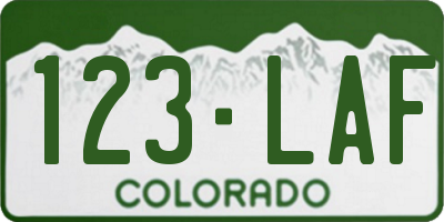 CO license plate 123LAF