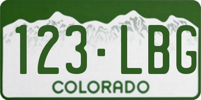 CO license plate 123LBG