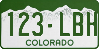 CO license plate 123LBH