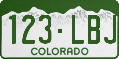 CO license plate 123LBJ