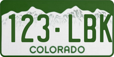 CO license plate 123LBK