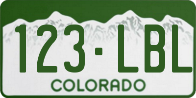 CO license plate 123LBL
