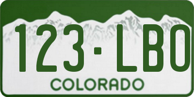 CO license plate 123LBO