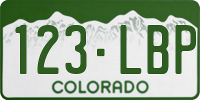 CO license plate 123LBP