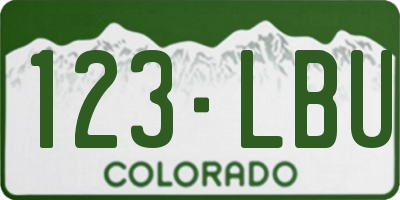 CO license plate 123LBU