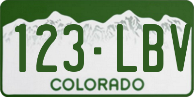 CO license plate 123LBV